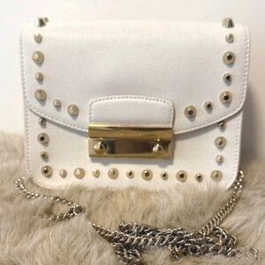 Furla Julia Mini Studded Metropolis Leather White Crossbody Bag (EUC)